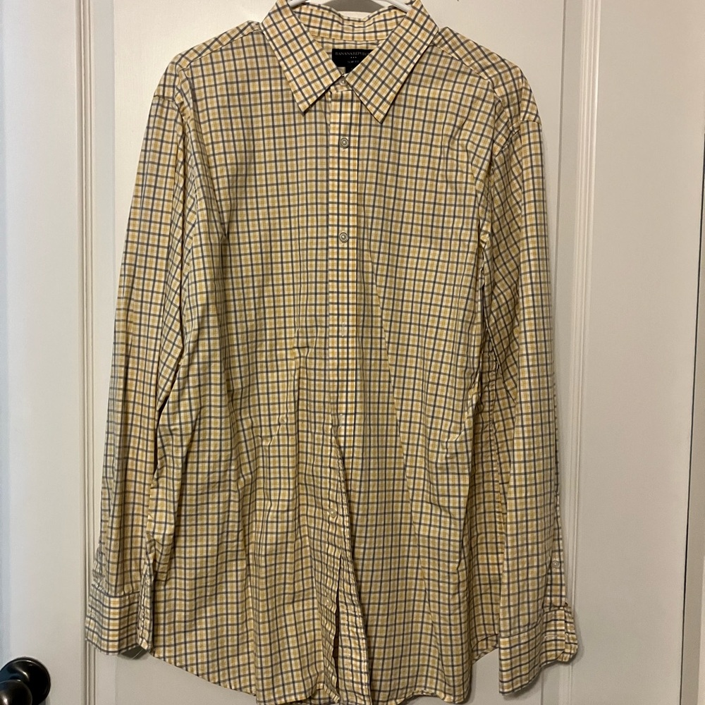 Banana Republic Yellow Plaid Men's Shirt